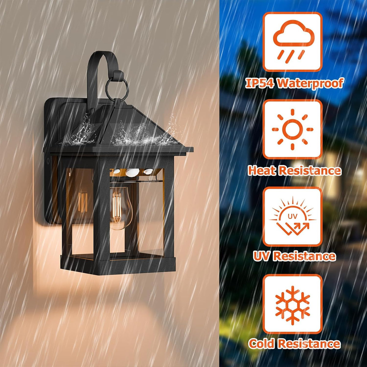 2-Pack Solar Wall Lanterns with Motion Sensor