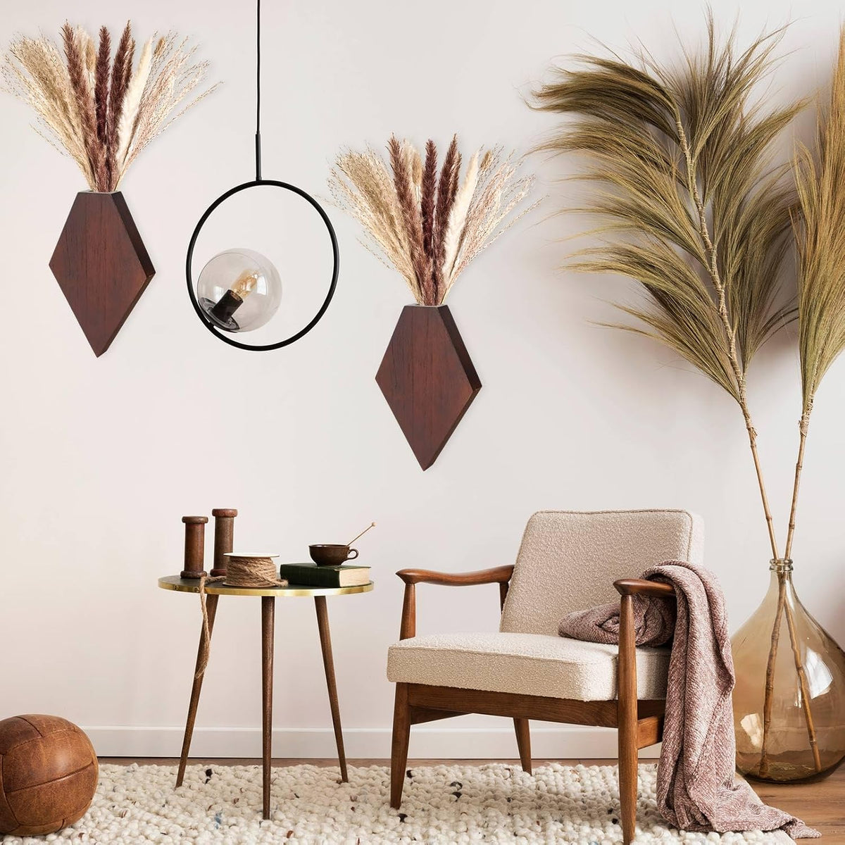 2 Pcs Wooden Wall Planters, Brown, Regular Style