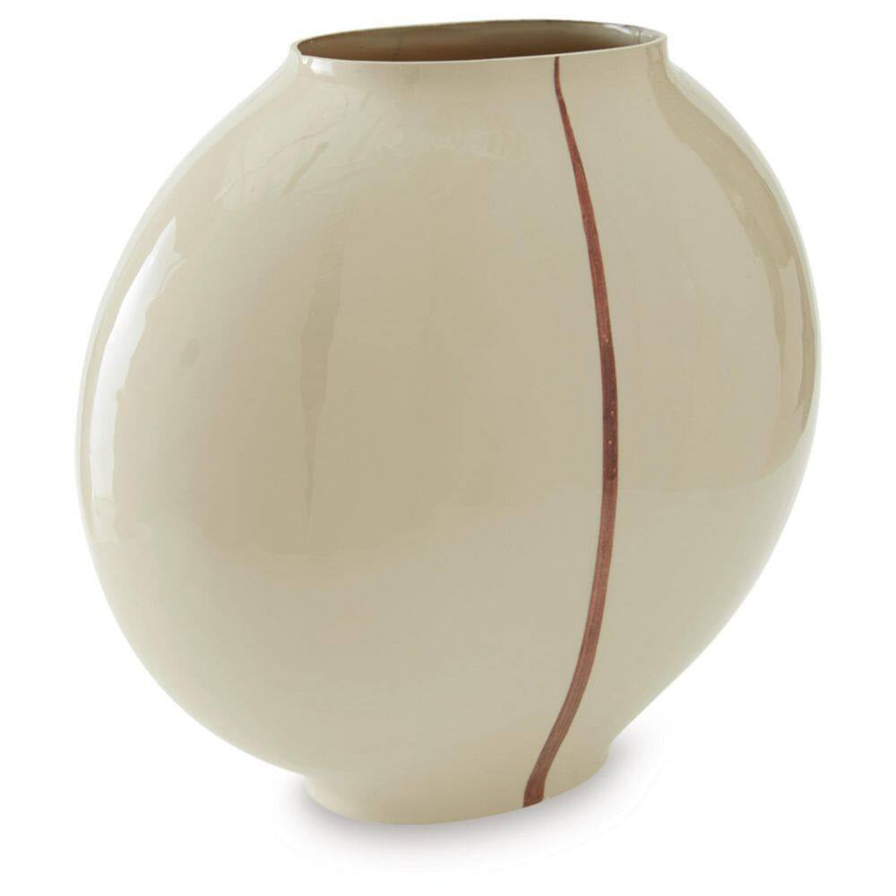 Sheabourne 13 In. H Beige Glass round Decorative Vase