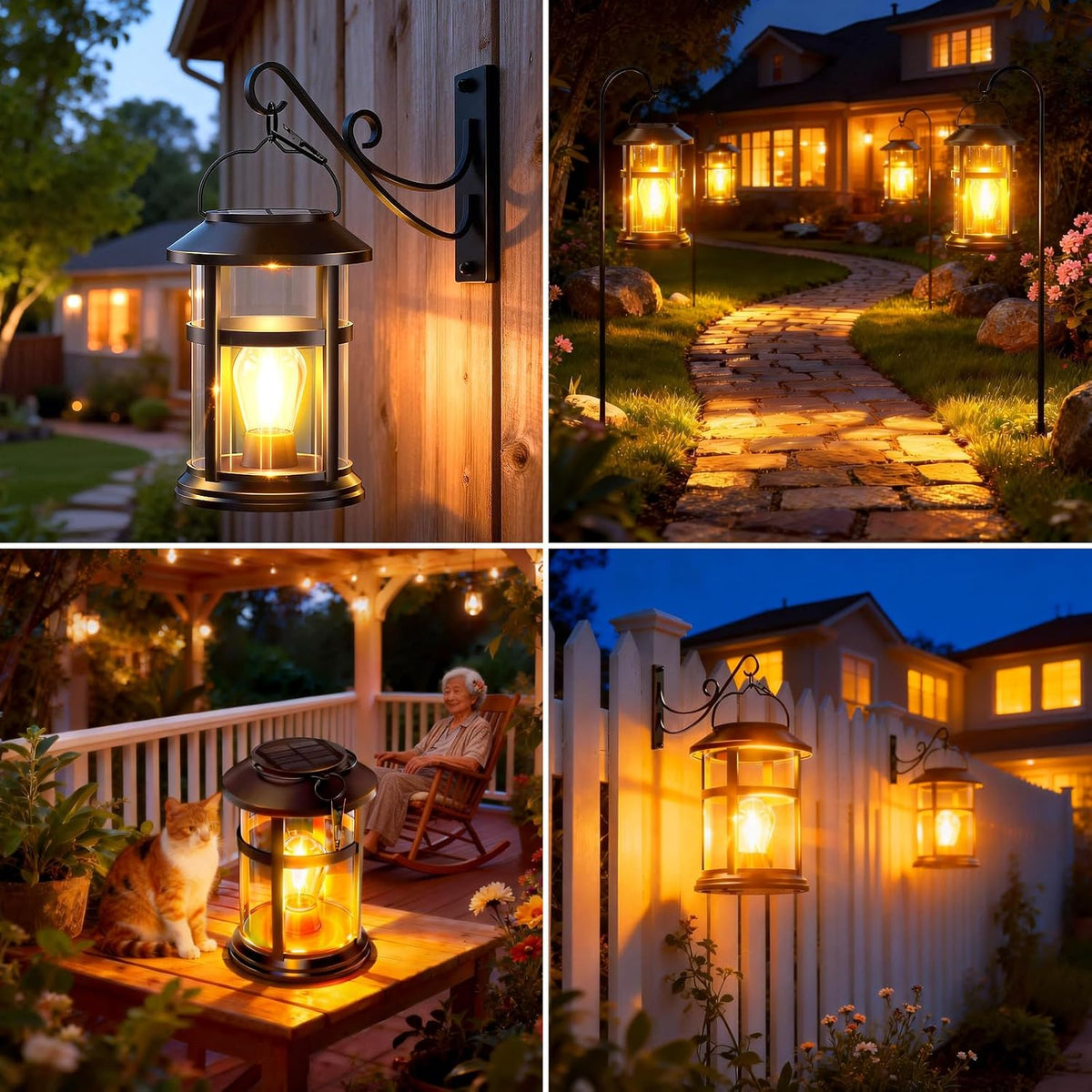 Classic Hanging Solar Lantern with Wall-Mount Hook