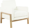 Cream Bouclé Accent Chair with Natural Wood Frame