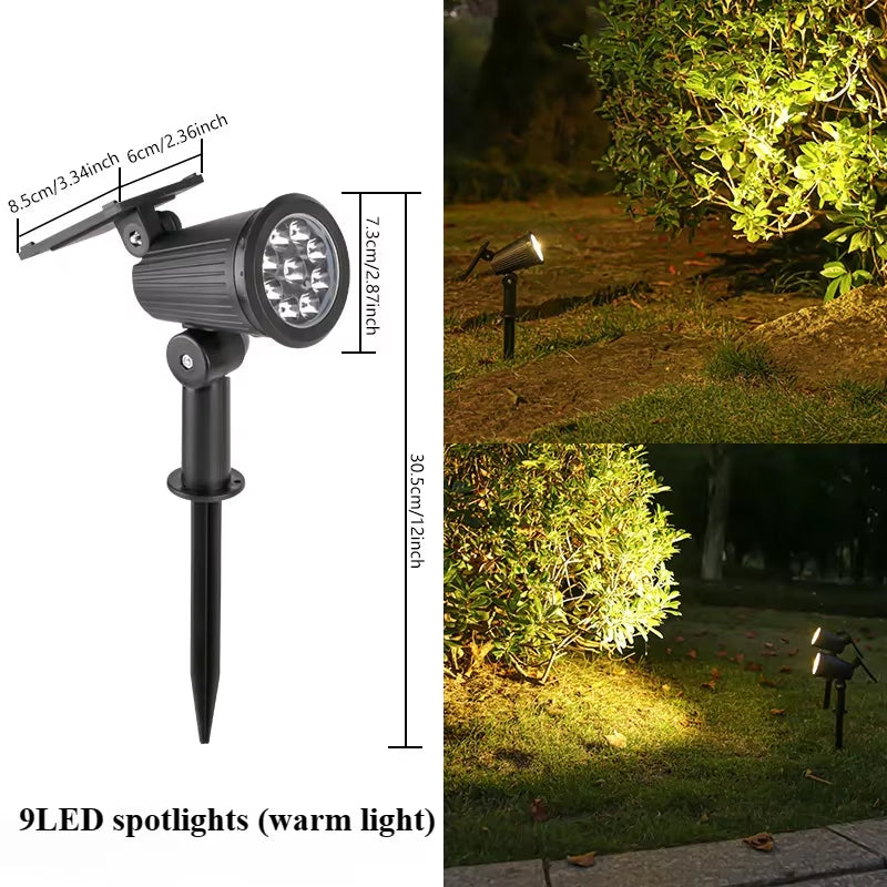 Adjustable RGB Solar Landscape Spotlights, 9 LED