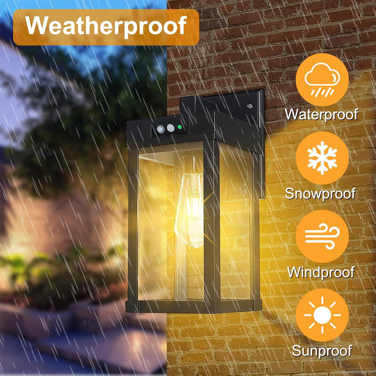 2-Pack Solar Motion Sensor Wall Lights with 3 Modes