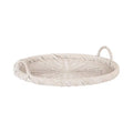 Cormont White round 22 In. Rattan Decorative Tray
