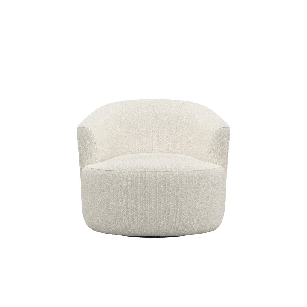 Cream Bouclé Swivel Barrel Chair