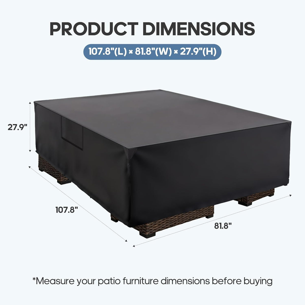 108 x 82-Inch 600D Waterproof Patio Furniture Cover