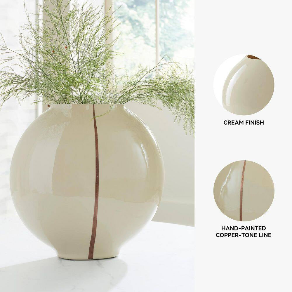 Sheabourne 13 In. H Beige Glass round Decorative Vase