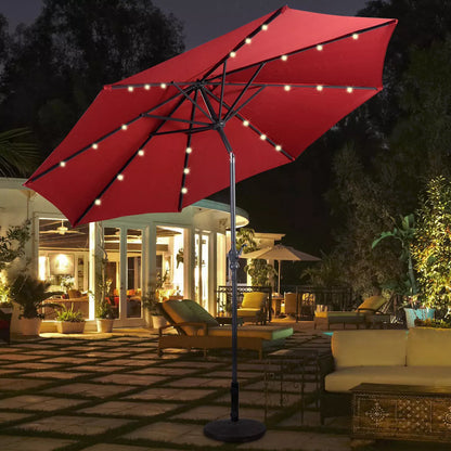 Costway 10FT Patio Solar Umbrella LED Patio Market Steel Tilt W/Crank Outdoor Orangeblue New