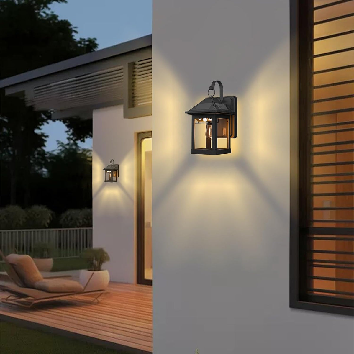 2-Pack Solar Wall Lanterns with Motion Sensor