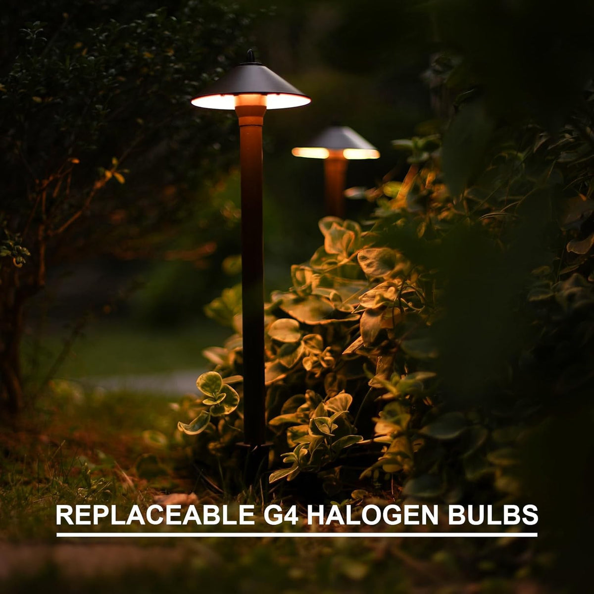 12V Metal Landscape Pathway Lights, 8-Pack, Warm White