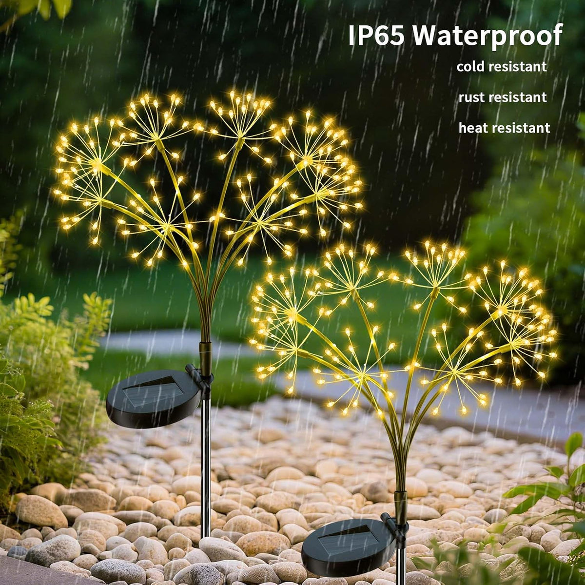 Solar Firework Garden Lights, 2-Pack, 160 LEDs, Warm White