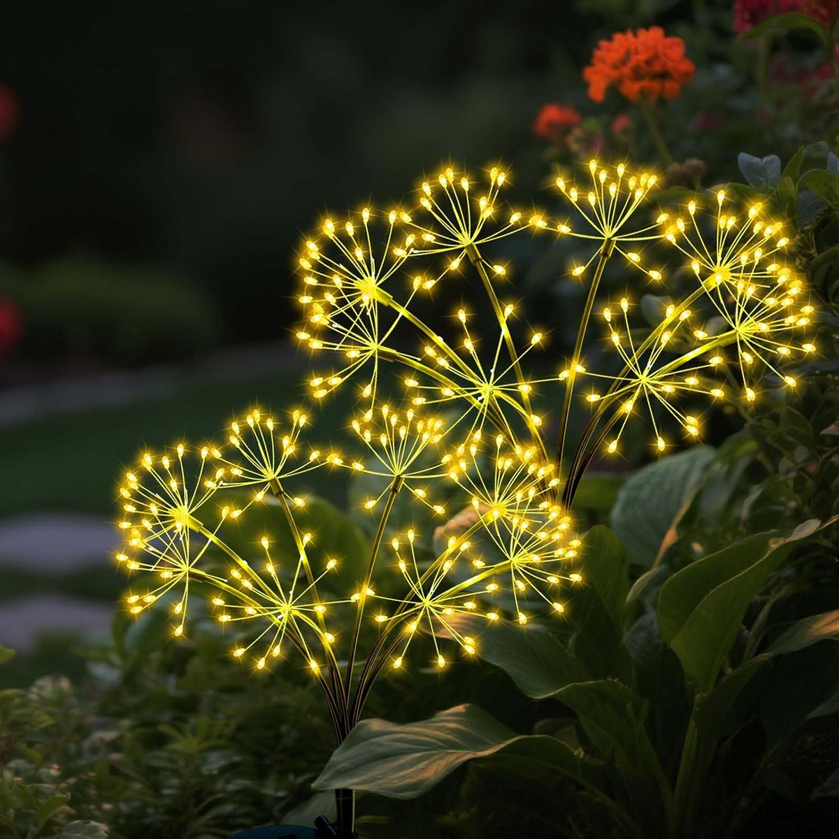 Solar Firework Garden Lights, 2-Pack, 160 LEDs, Warm White