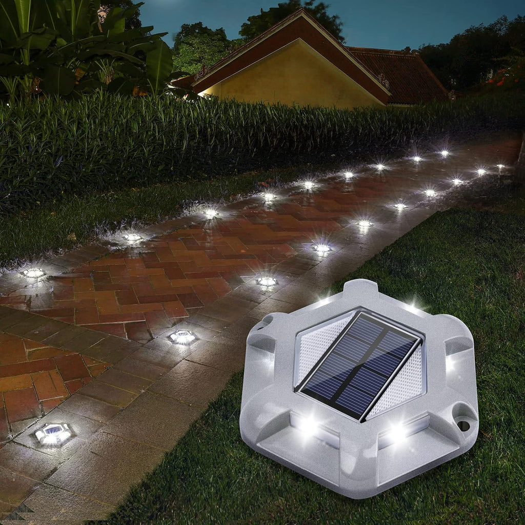 12-Pack Solar Driveway & Deck Lights, Dual-Color Waterproof