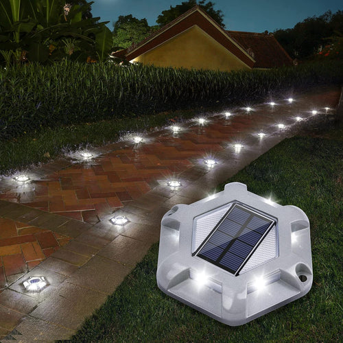 12-Pack Solar Driveway & Deck Lights, Dual-Color Waterproof