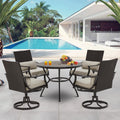 Outdoor Patio Dining Set with Swivel Chairs, Dining Table with Umbrella Hole, Metal Patio Furniture for Backyard Deck Patio