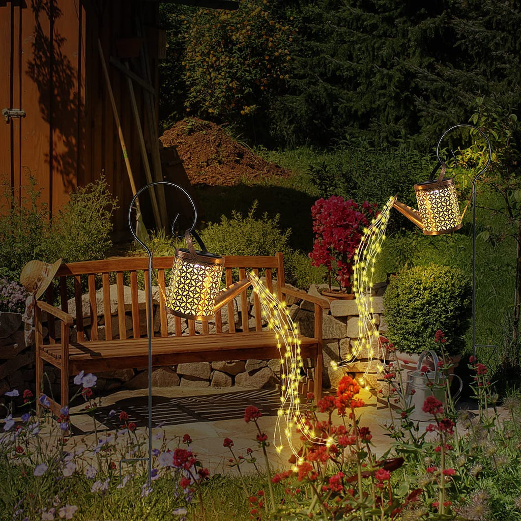 Solar Watering Can Lantern with Cascading Lights