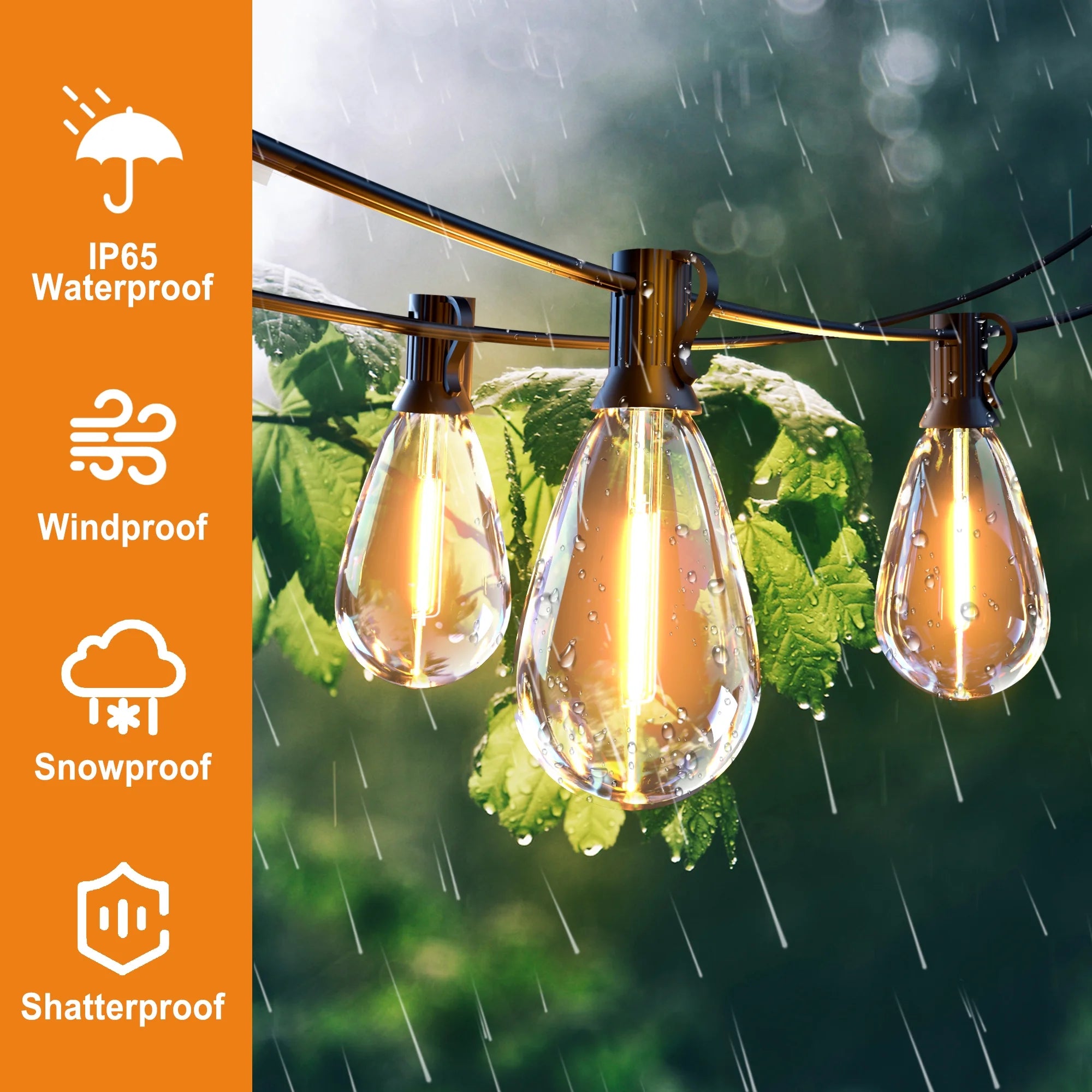 Solar Outdoor String Lights, 100Ft S14 LED Patio Lights with 24 Bulbs, Waterproof String Lights for Backyard