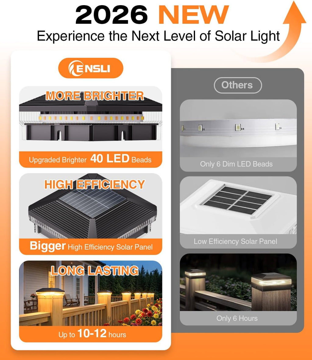 6-Pack Solar Fence Post Cap Lights, 3 Lighting Modes