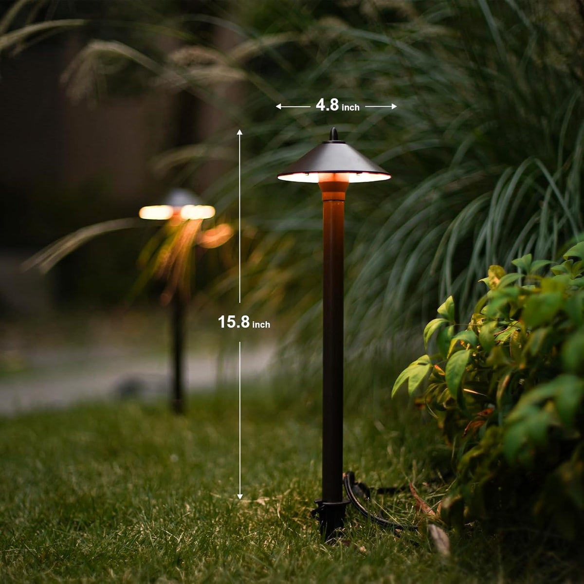 12V Metal Landscape Pathway Lights, 8-Pack, Warm White