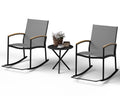 Outdoor Rocking Bistro Set 3 Piece Metal Patio Porch Furniture with 2 Patio Rocking Chairs 1 Patio Table,Light Gray