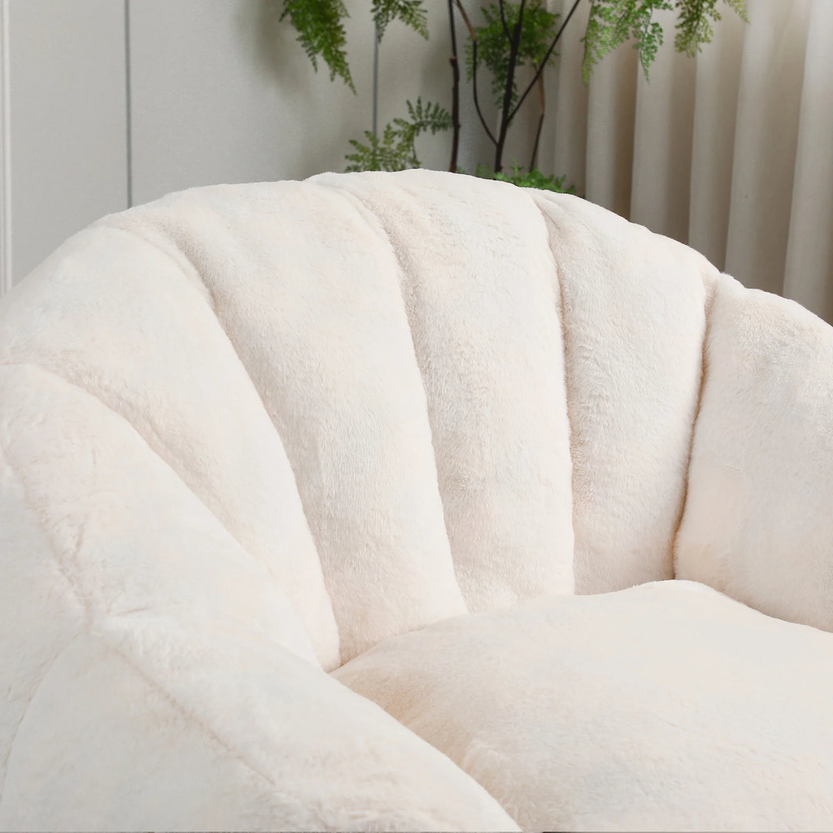Oversized White Faux Fur Memory Foam Bean Bag Chair
