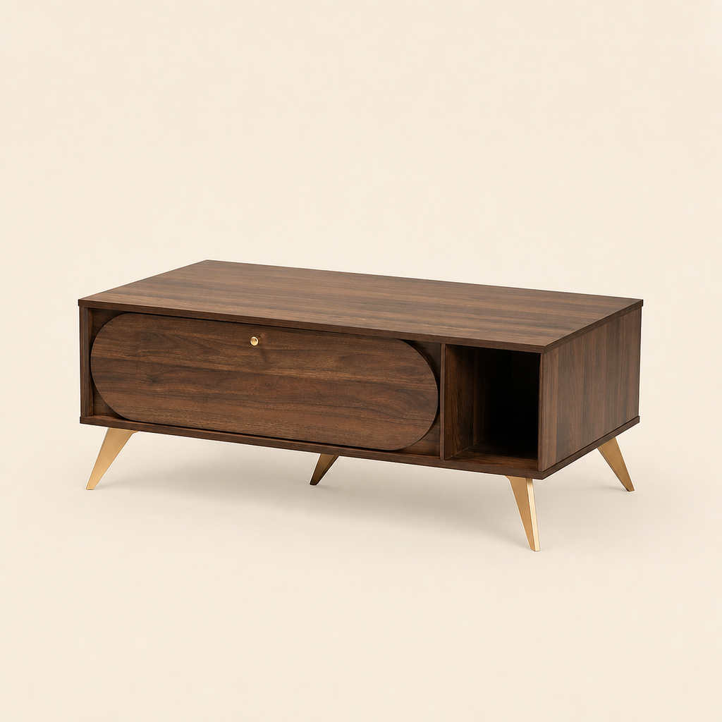 Edel Walnut Coffee Table with Hidden Storage