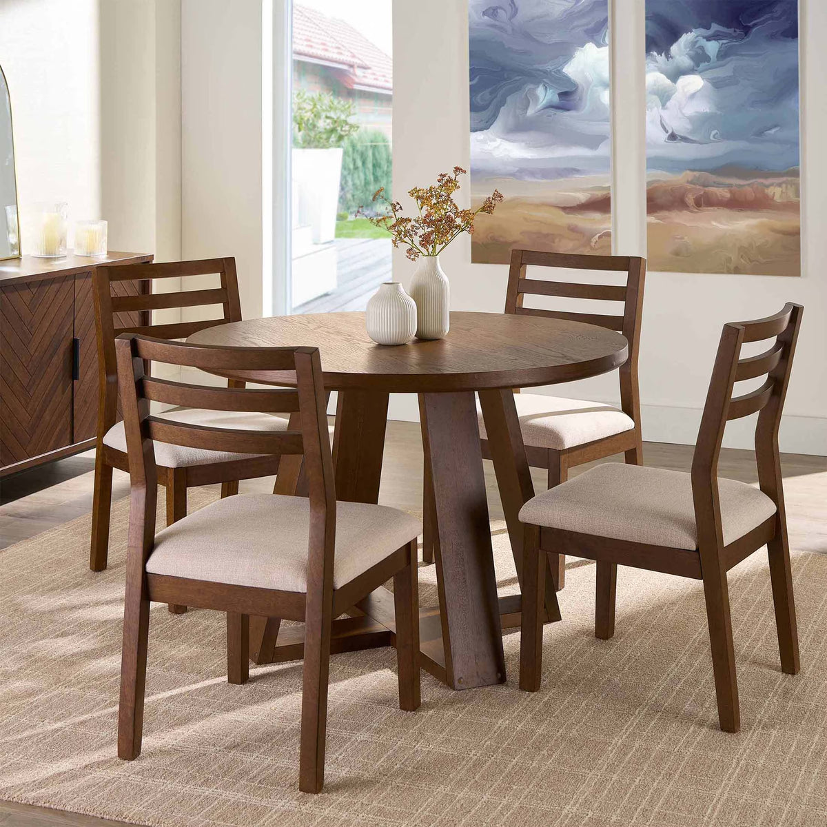 Ezra 45-Inch Round Walnut Dining Table