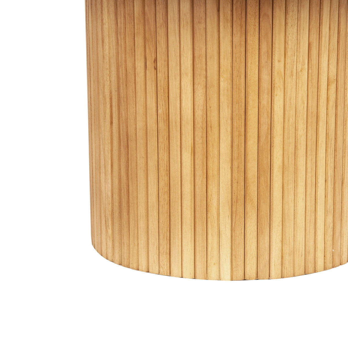 Natural Oak Fluted Pedestal Coffee Table, 23.6-Inch