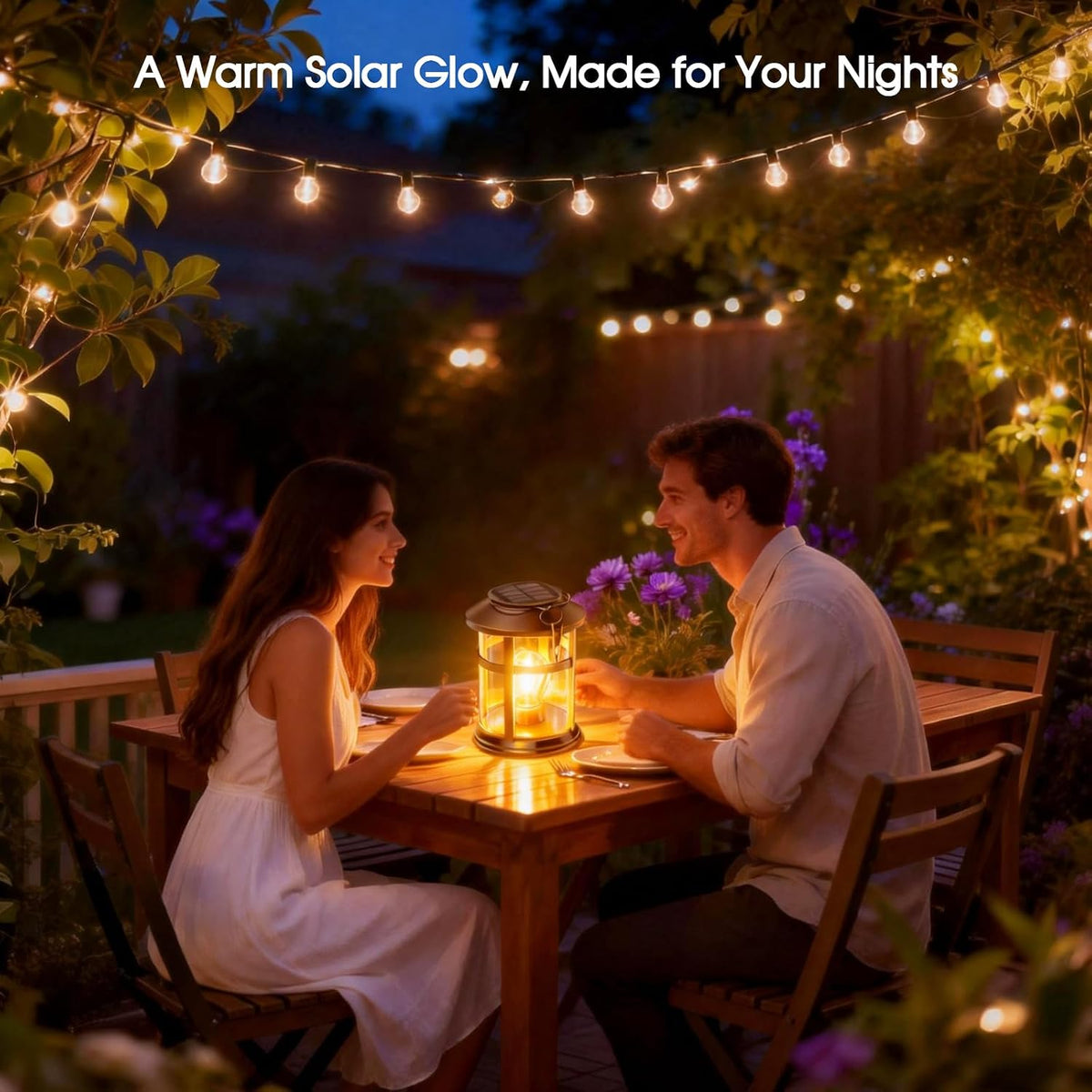 Classic Hanging Solar Lantern with Wall-Mount Hook