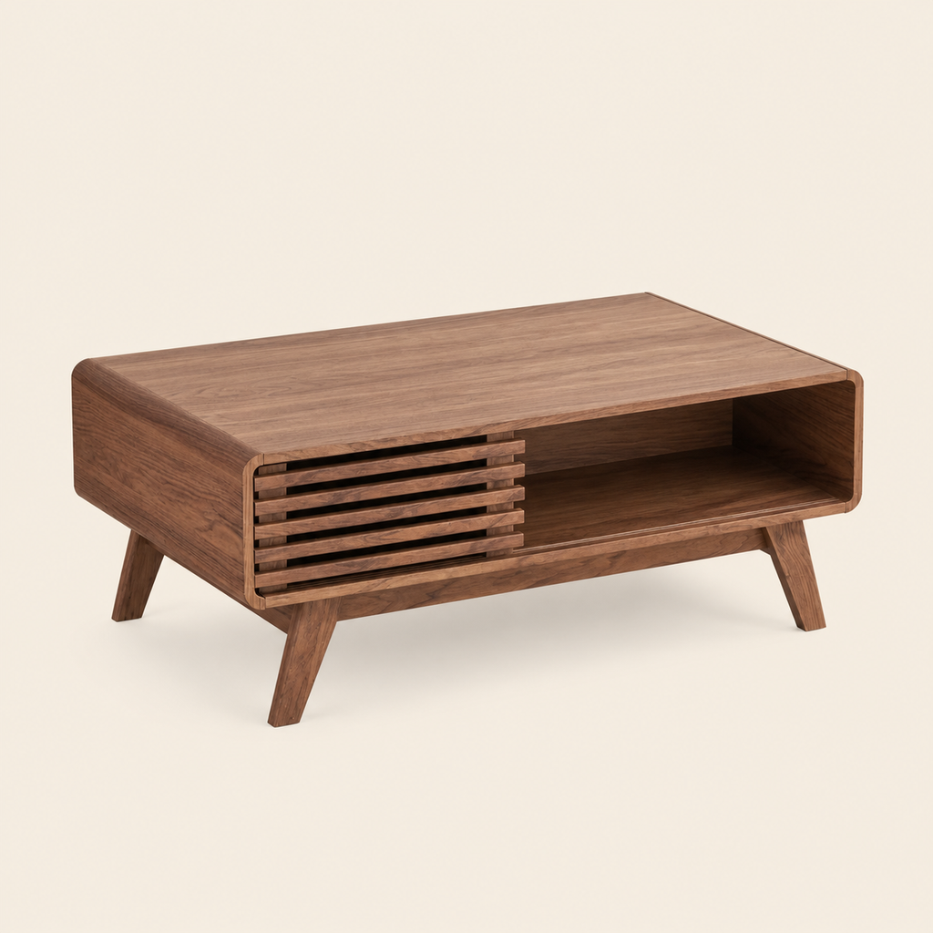 Ensley Walnut Coffee Table with Dual-Side Storage