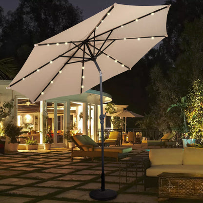Costway 10FT Patio Solar Umbrella LED Patio Market Steel Tilt W/Crank Outdoor Orangeblue New
