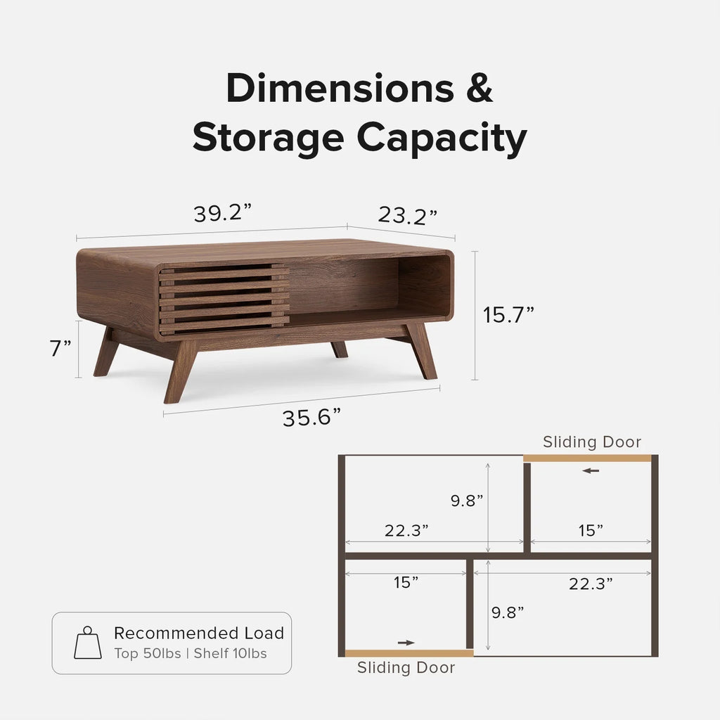 Ensley Walnut Coffee Table with Dual-Side Storage