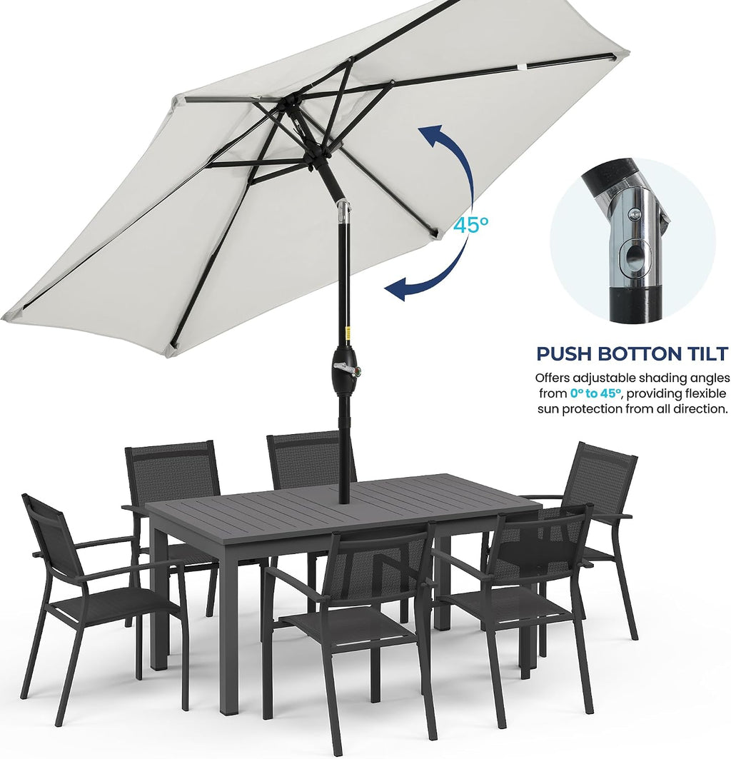 Outdoor Patio Umbrella, Patio Umbrella, Market Umbrella, Large Outdoor Umbrella, Metal Pole Umbrella with Push Button Tilt and Crank, Polyester Canopy