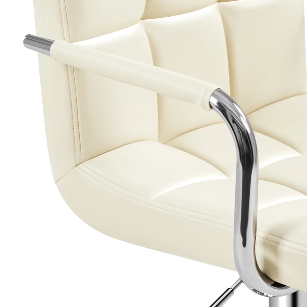 Set of 2 Adjustable Swivel Faux Leather Bar Stools