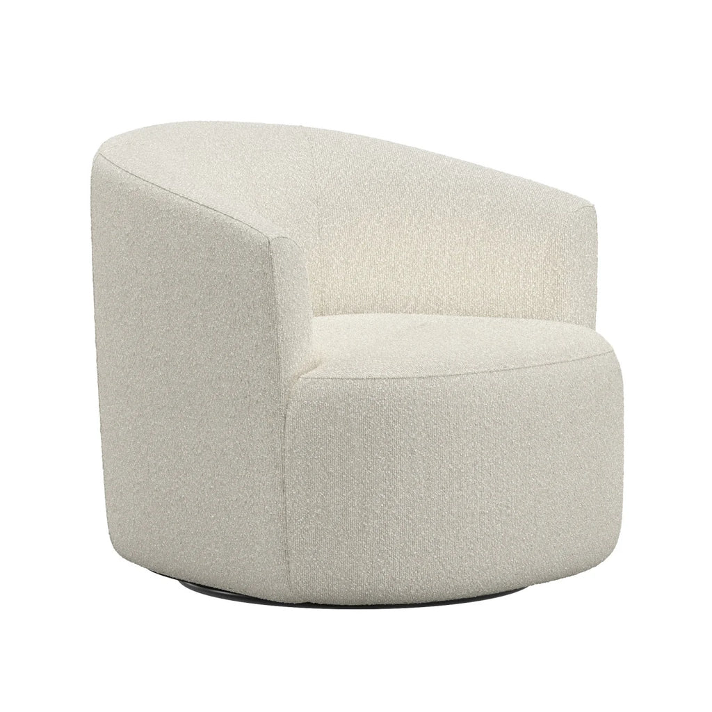 Cream Bouclé Swivel Barrel Chair