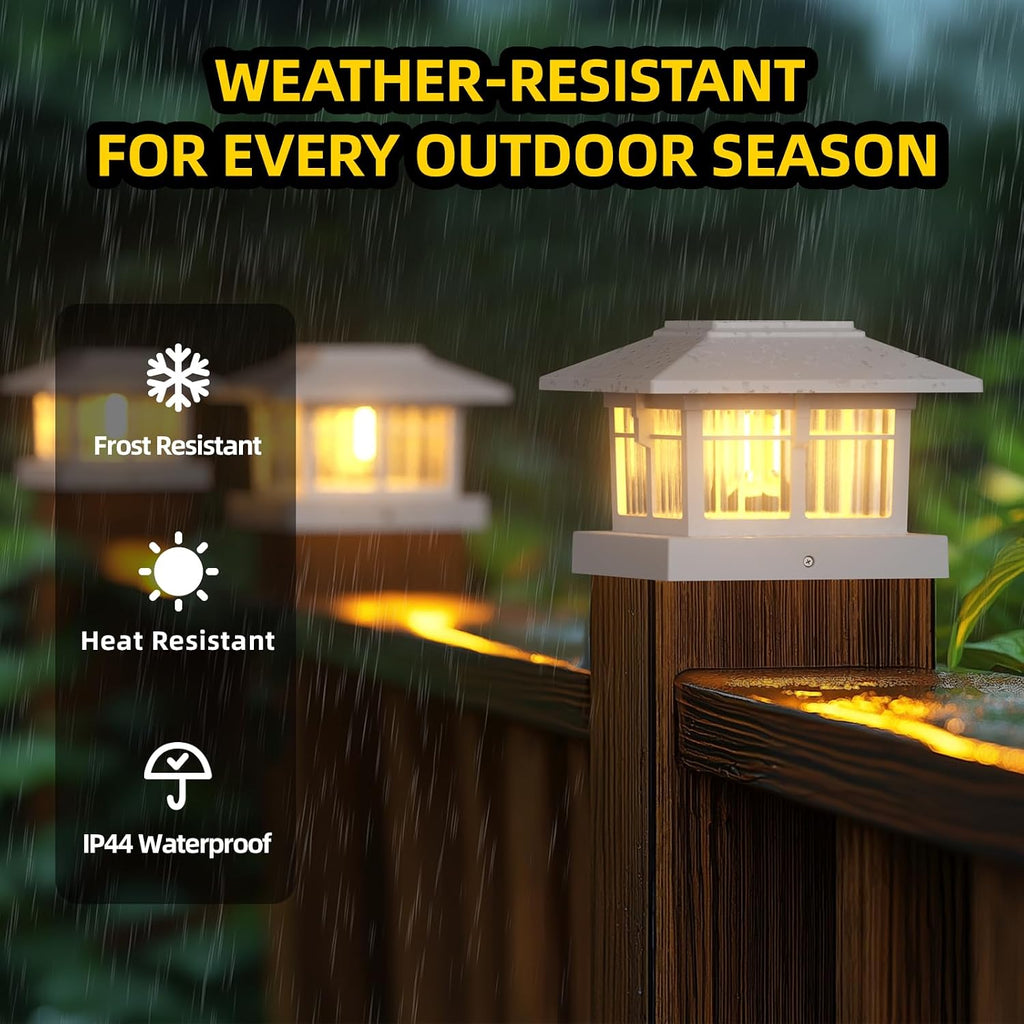 4-Pack Classic Solar Post Cap Lights, Warm & Cool White