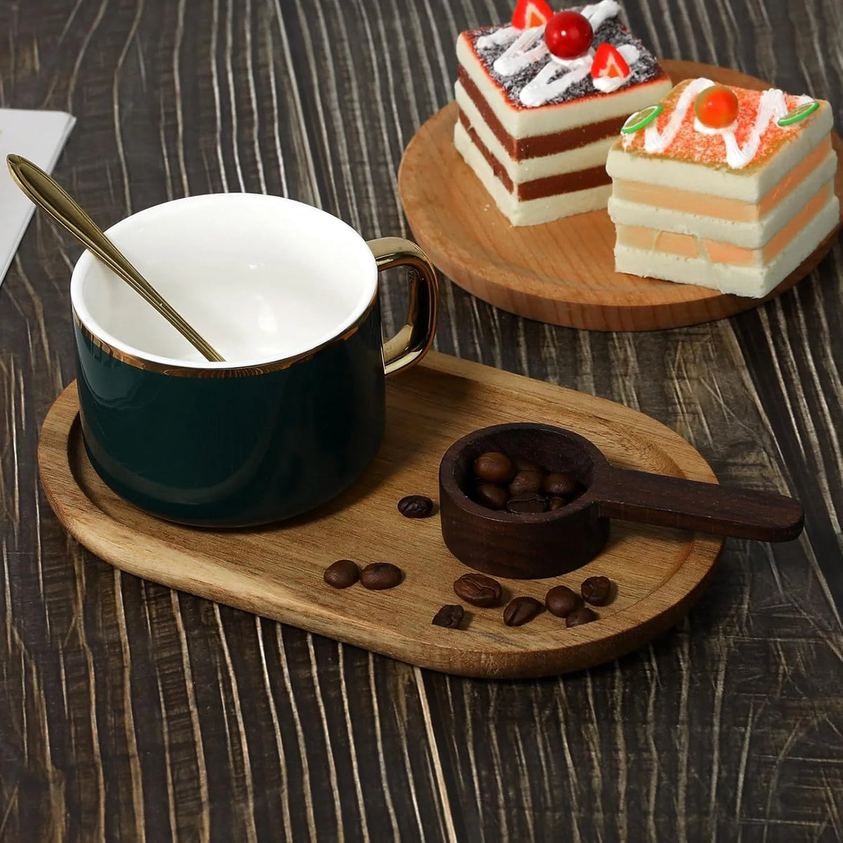 Oval Charcuterie Plates 7.8”×4.6” Wooden Serving Trays Board Decorative Tray Natural Wood Serving Platters Small Oval Wood Plate Bathroom Counter Tray for Kitchen Bathroom(Acacia Wood)