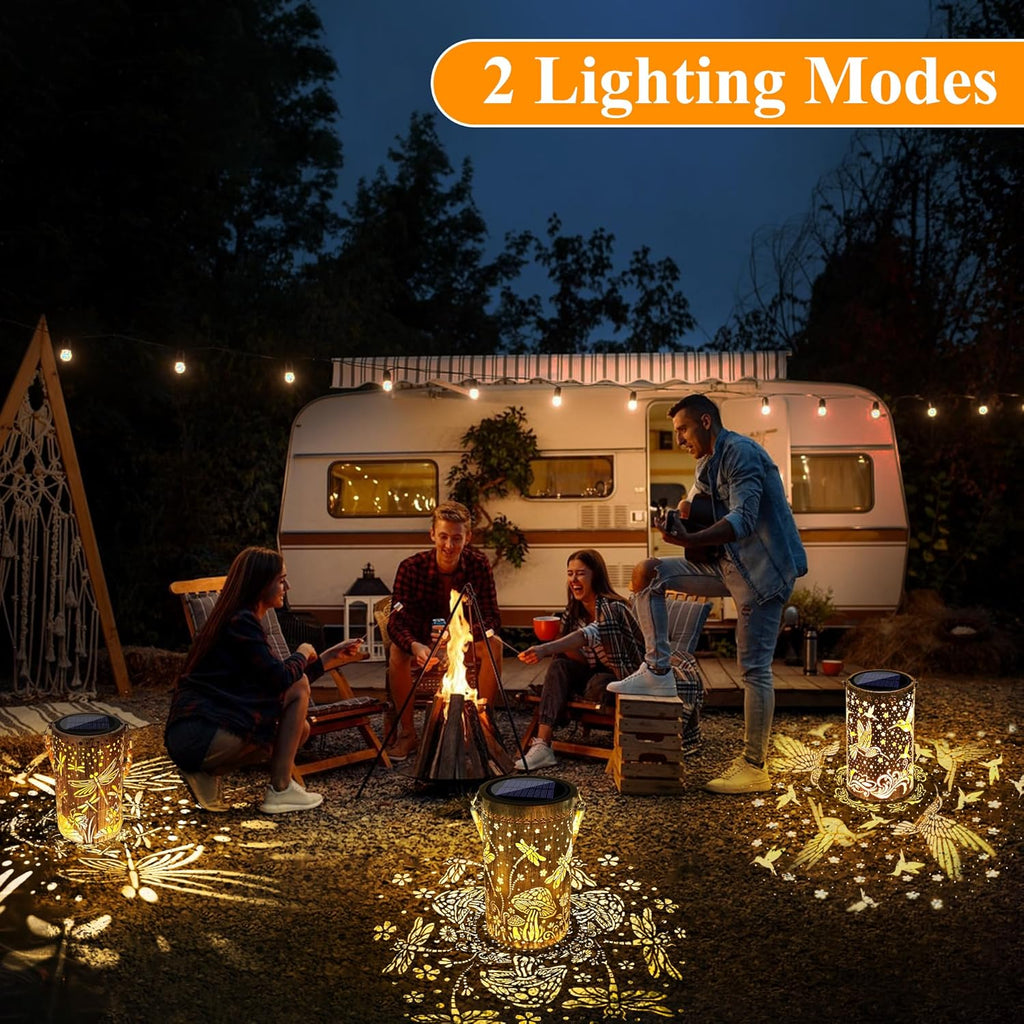 Decorative Solar Lantern with Patterned Light Projection