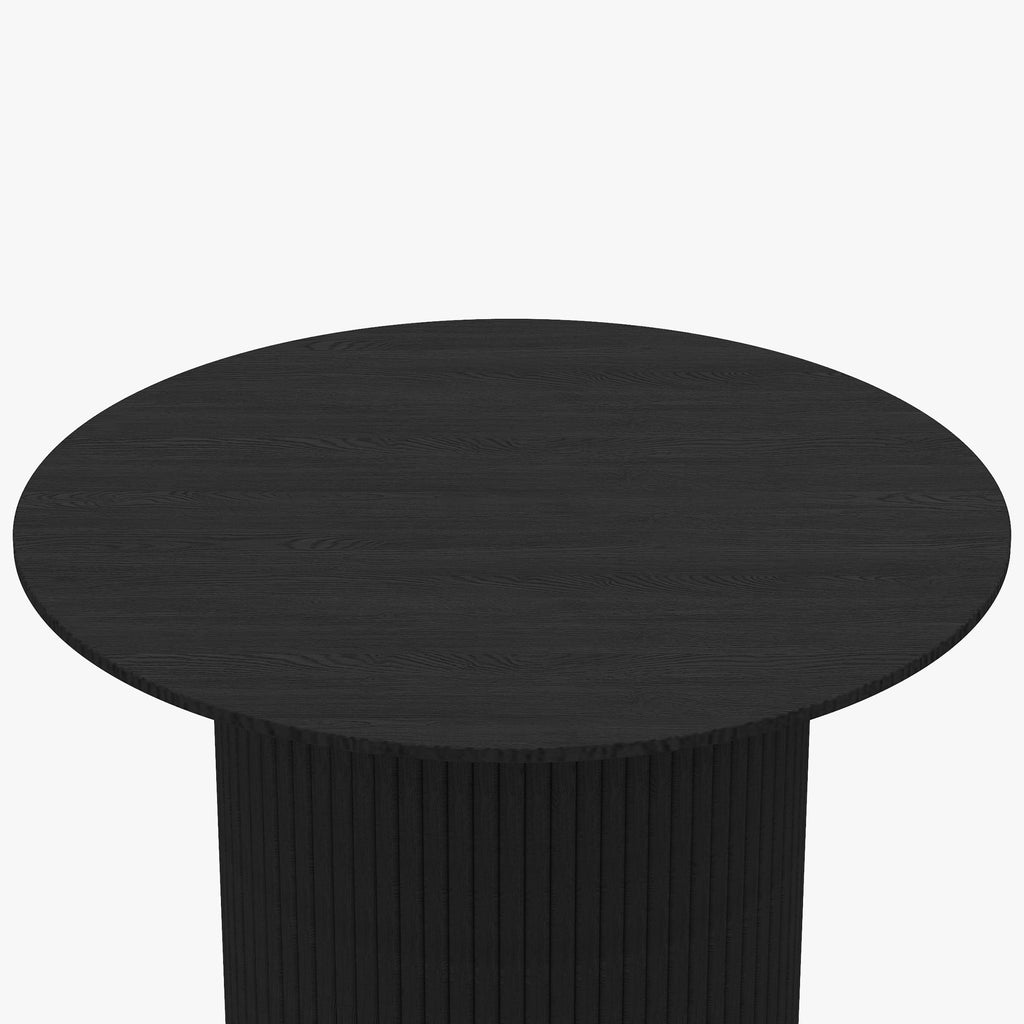 Black Fluted Pedestal Coffee Table, 23.6-Inch