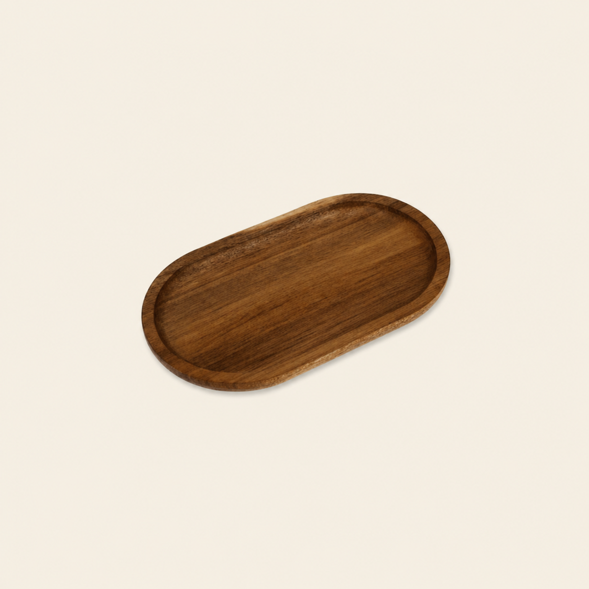 Small Acacia Wood Oval Serving Tray, 7.8 x 4.6-Inch
