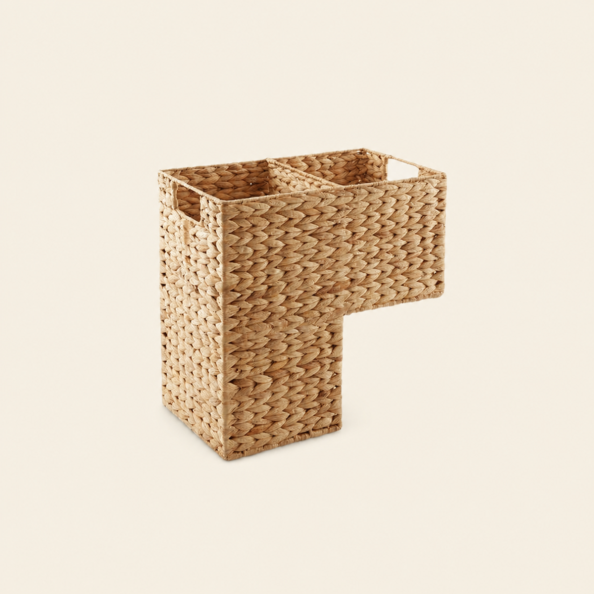 Natural Water Hyacinth Stair Step Basket with Handles