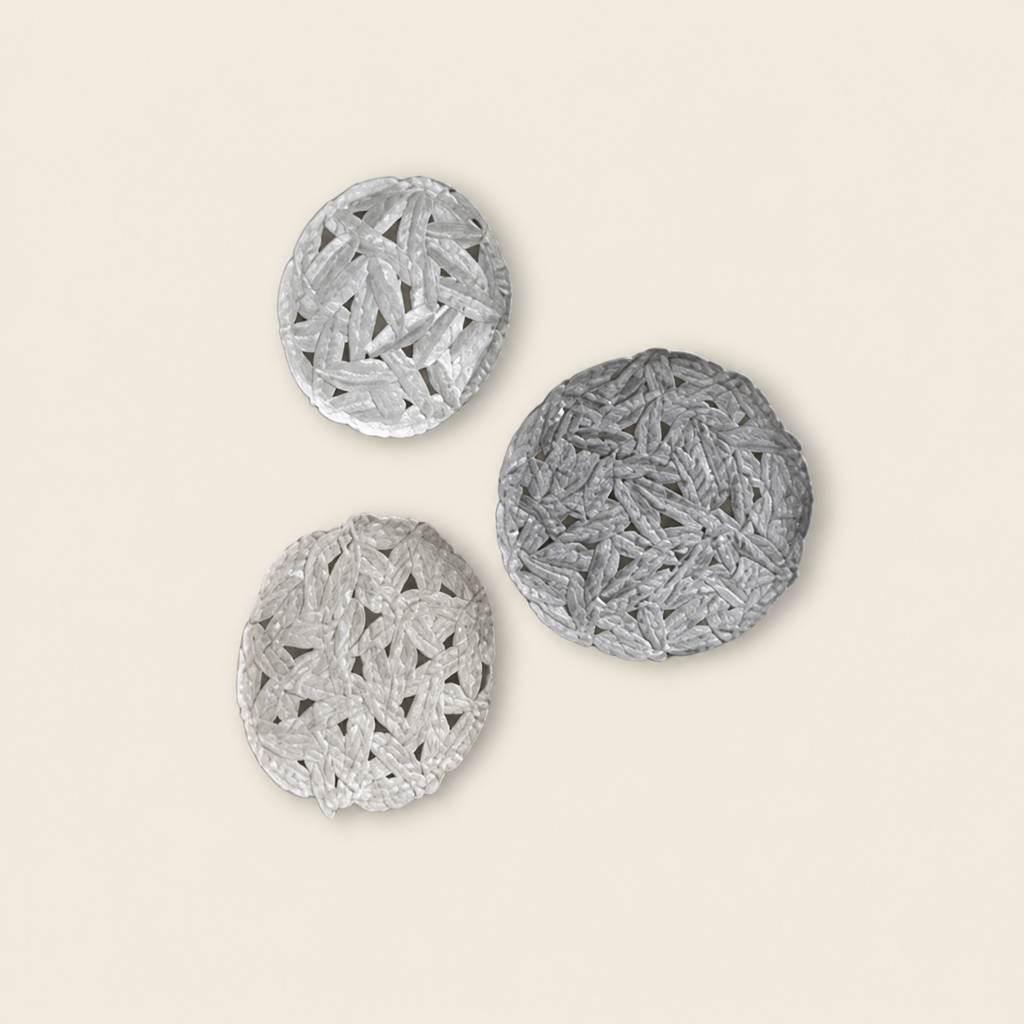 3-Piece Gray Metal Wall Art Panel Set