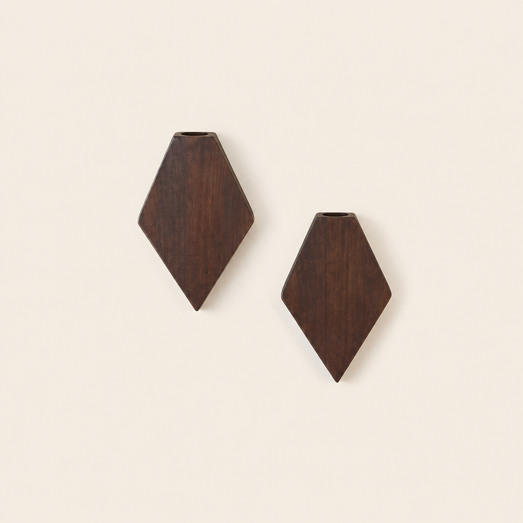 Set of 2 Brown Wooden Wall Planters