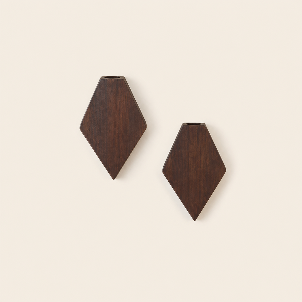 Set of 2 Brown Wooden Wall Planters