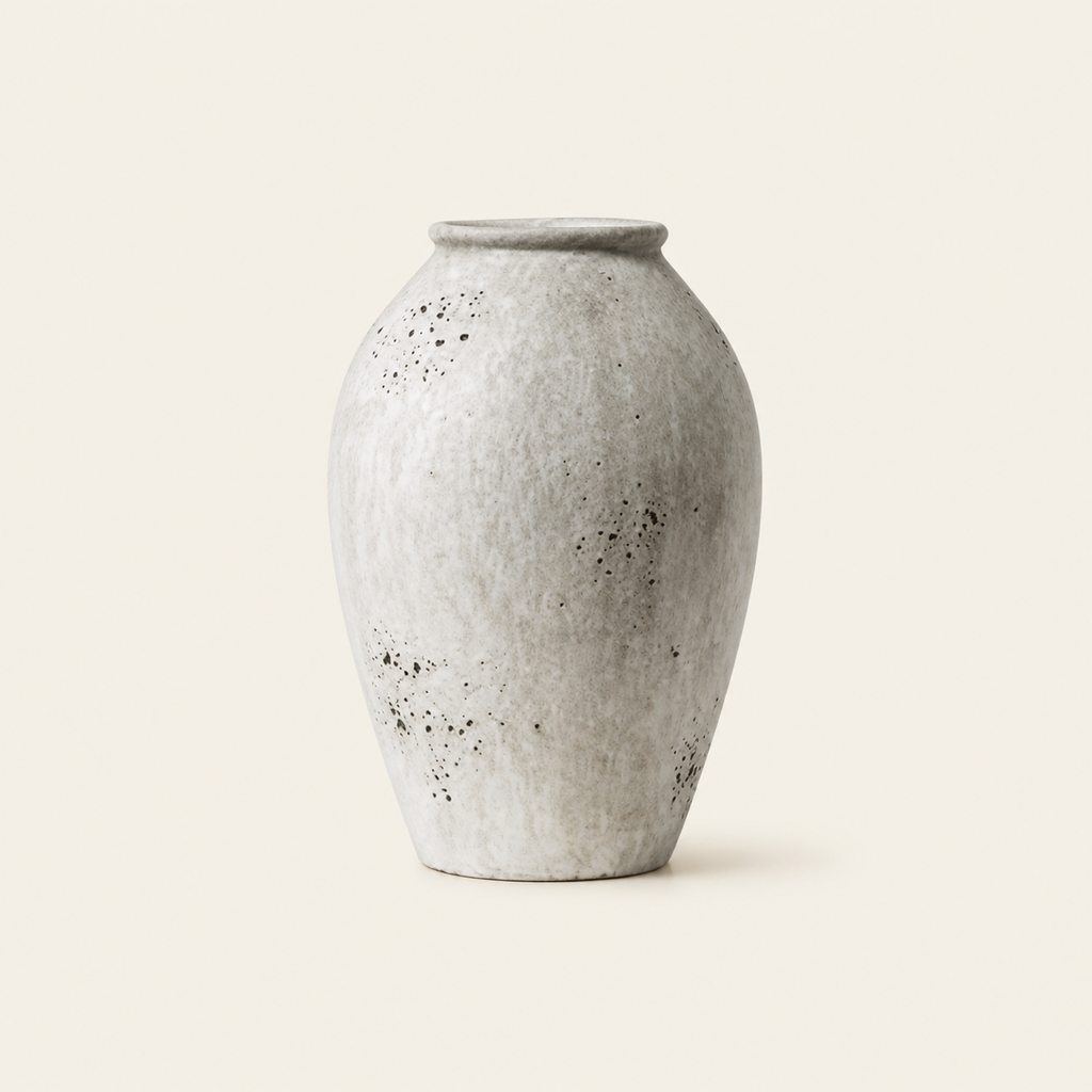 13-Inch Speckled Gray Ceramic Flower Vase