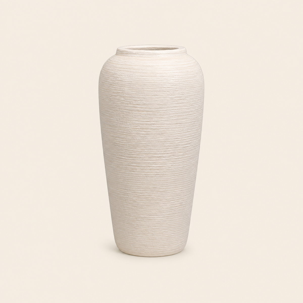 12-Inch Cream Textured Ceramic Vase