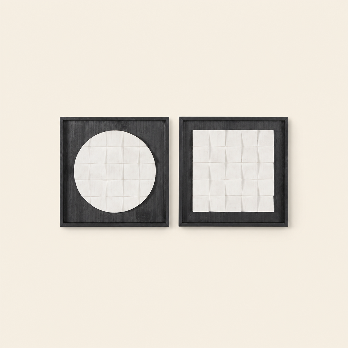 Set of 2 Geometric Wood Wall Sculptures, 16-Inch