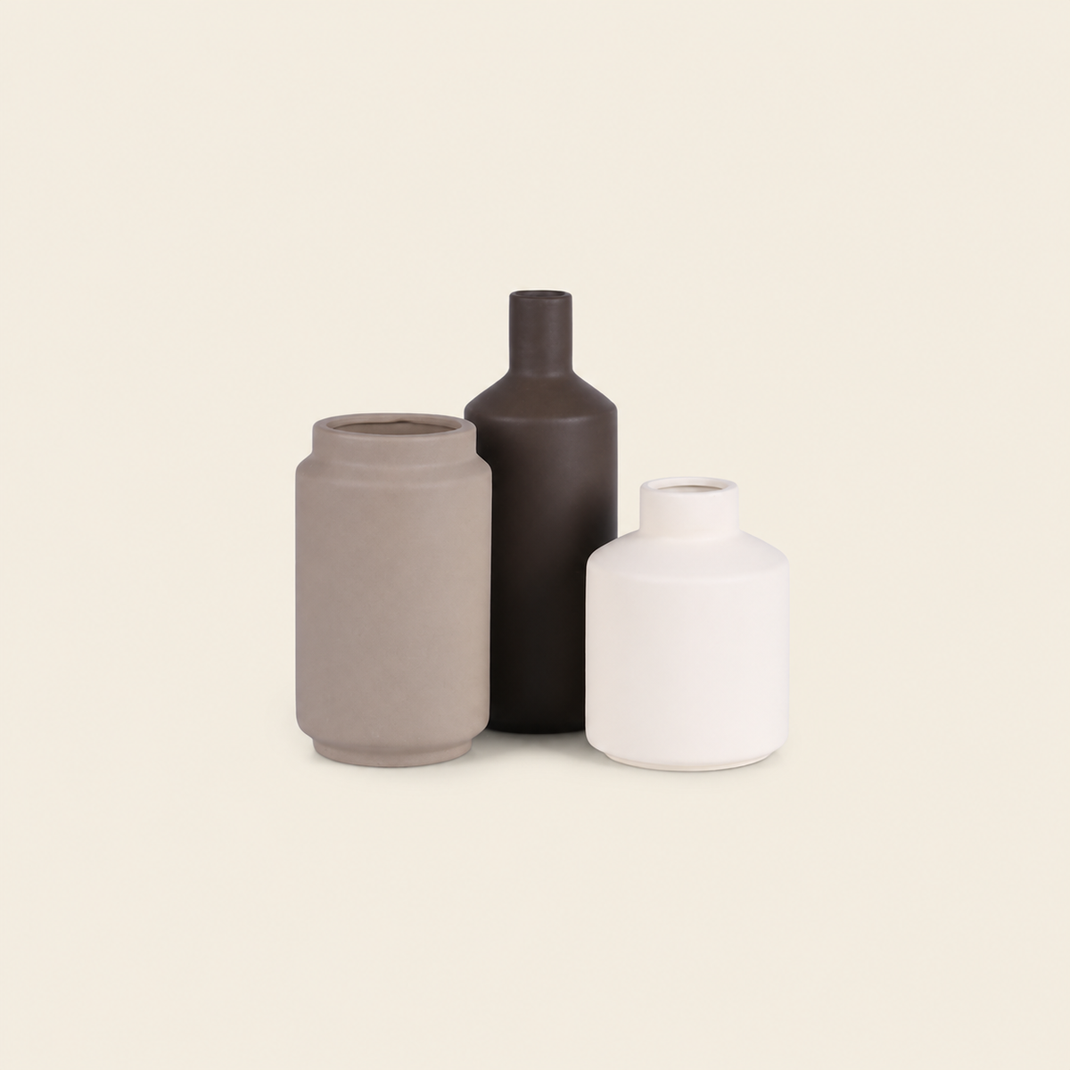 Set of 3 Modern Neutral Ceramic Vases