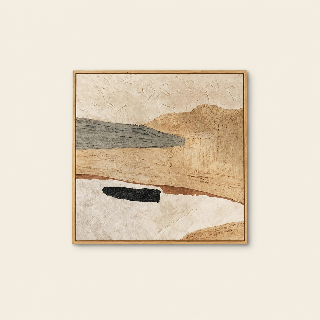 30-Inch Framed Neutral Organic Abstract Wall Art