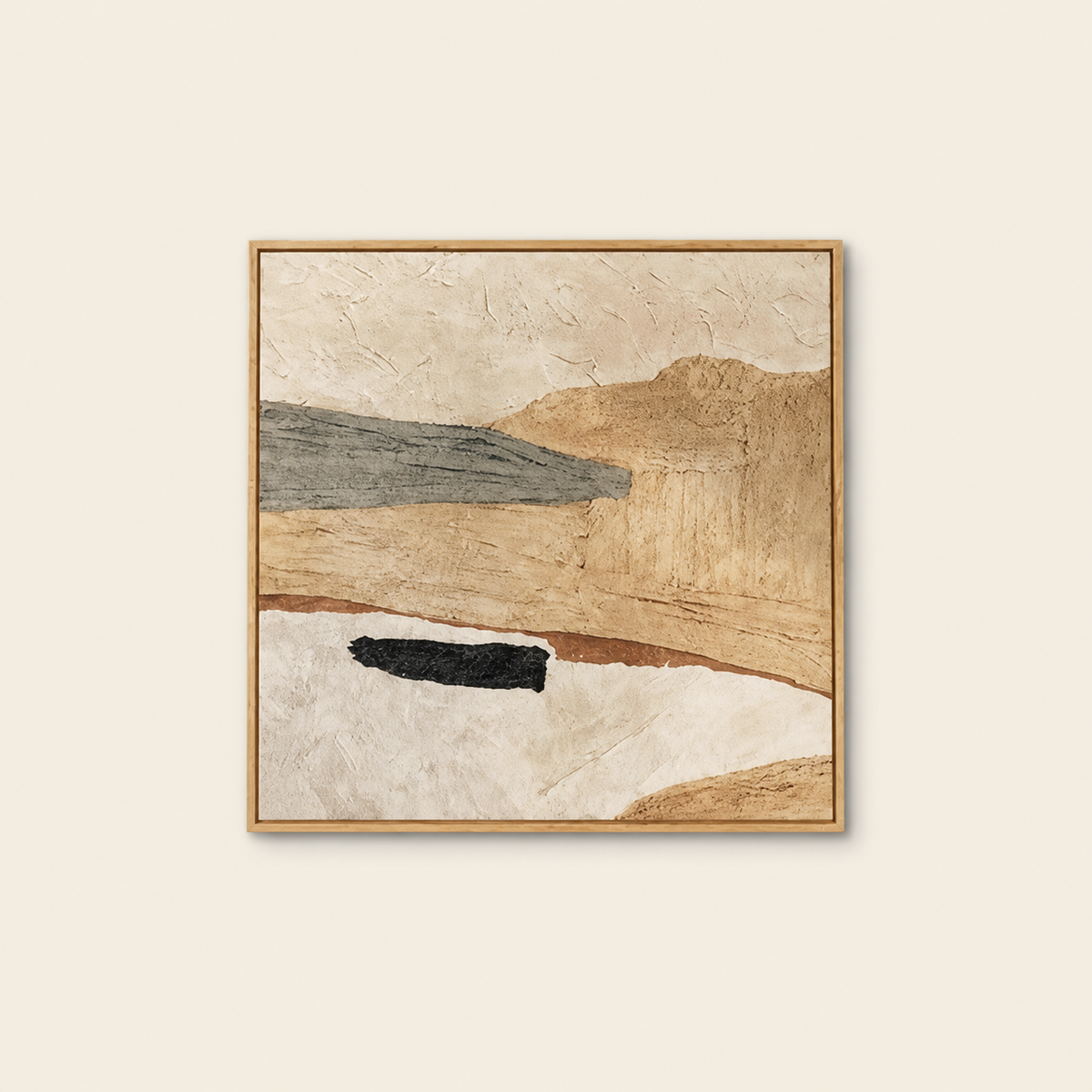 30-Inch Framed Neutral Organic Abstract Wall Art